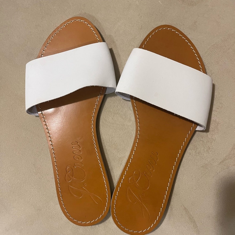 J Crew White Slide Sandals, size 6